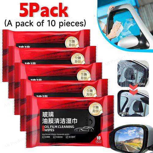 50 PCS Car Glass Oil Film Removal Wipes Vehicle Window Powerful Cleaning Wipes Windshield Stain Cleaner Decontamination