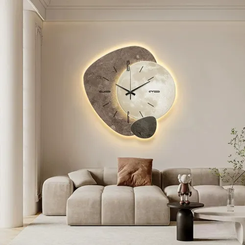 Lucky Stone Lamp Luxury Wall Clock Living Room Decoration Creative Wall Clock