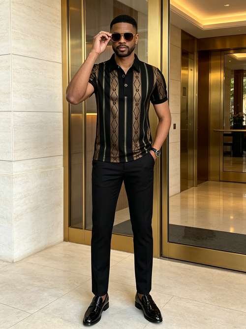 Golden patterned business T-shirt