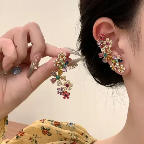 Elegant Colorful Flower Earrings Lightweight Dainty Jewelry for Women