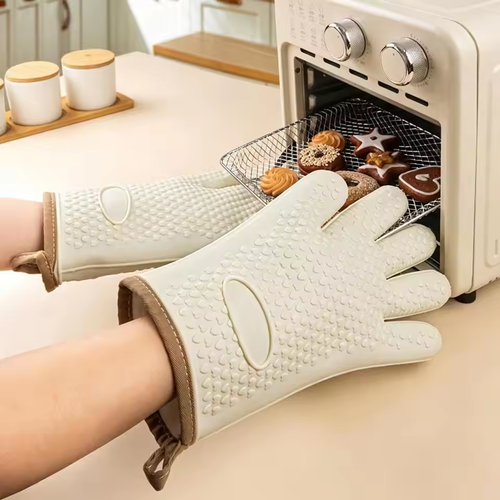 Heat Resistant  Gloves Insulated Silicone Gloves  Silicone Oven Gloves Heat Resistant Waterproof Kitchen Non-slip