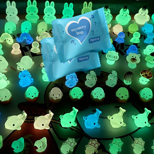 30PCS Mystery Bag🐢Mini luminous resin cute animal decoration ornaments(Random Style)