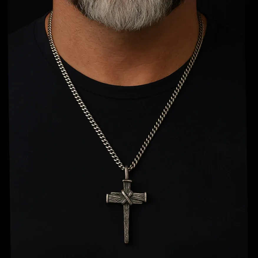 Vintage Nail Cross Necklace for Men Women Stainless Steel Retro Cross Pendant Hip Hop Religious Faith Biker Jewelry Gift
