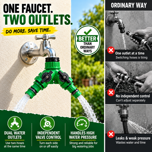 5pcs Y-Shaped Connectors Garden Three-way Faucet Hose Diverter Garden Hose Watering Fittings Adapter with Adjustable Switch Valve