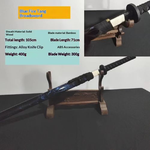 Self-Fueling Powder-Fed  Flame Blade  Prop (Authentic Intangible Cultural Heritage Craft) — Combustible Bamboo & Wood Tang-Style Dao