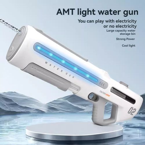 Adult Electric Water Gun Manual Automatic Water Gun With Light Toy 32ft Long Range Outdoor Summer Toy
