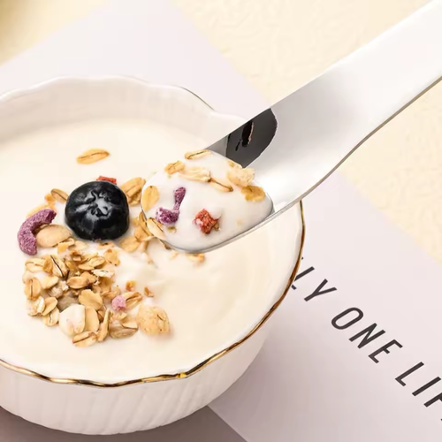 Stainless Steel Long-Handled Dessert Spoon and Dumpling Filling Scoop 19.6cm Mirror Polished Integrated Tableware for Ice