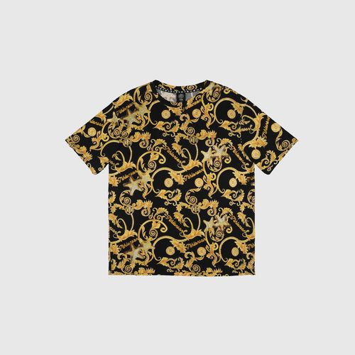 Men's Summer Short-Sleeve Shirt with Gold-Tone Luxe-Style Pattern