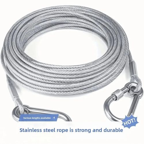 Stainless Steel Wire Rope Clothesline with Double Hooks Anti-Rust Outdoor Balcony Drying Line
