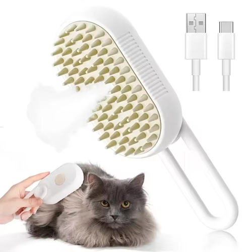 2pcs Cat Dog Pet Spray Massage Brush 3 in 1 One Button Steam Spray Folding Rotatable Floating Hair Bath Hair Removal Brush Comb