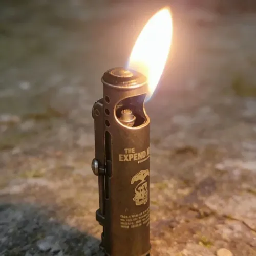 Unusual Alien Trench Handmade Pure Copper Kerosine Lighter AK Vintage Portable Windproof Collection Lighters Smoking Men's Gifts