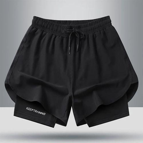 Men's quick drying and breathable 2-in-1 running shorts with built-in lining suitable for exercise jogging and marathon running