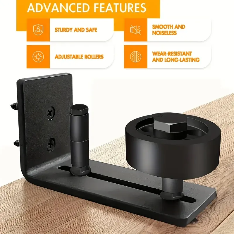 Sliding Barn Door Bottom Guide-Adjustable Floor Roller Easy Install Flush Bottom Slider System Double wheel bearings