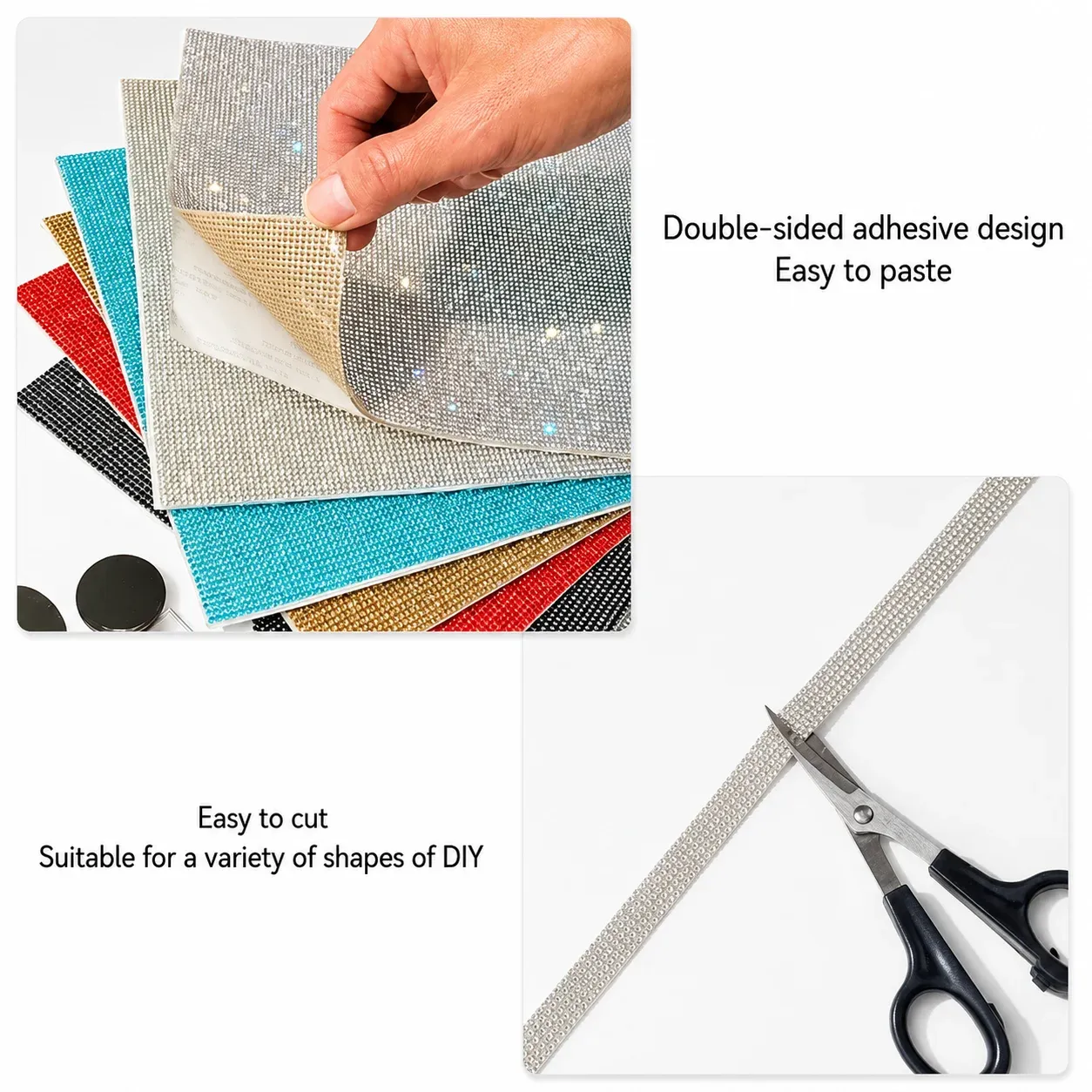 DIY Rhinestone Sticker Tape Self-Adhesive Glitter Crystal Gem Ribbon Trim for Car Shoes Clothes Decor Sparkle Accessory Trim