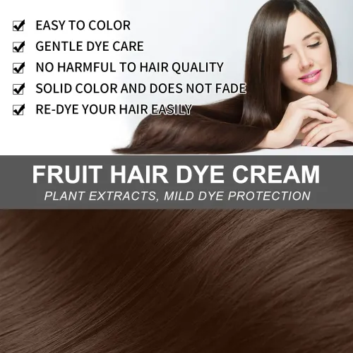 Hair Dye Cream with Comb Long Lasting Cover Gray White Hairs Pure Plant-Based Hairdye Fruit Black Hair Cream