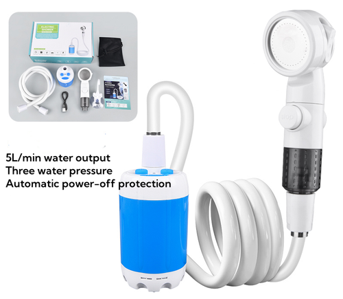 Portable camping shower, electric USB portable shower, waterproof outdoor shower for camping