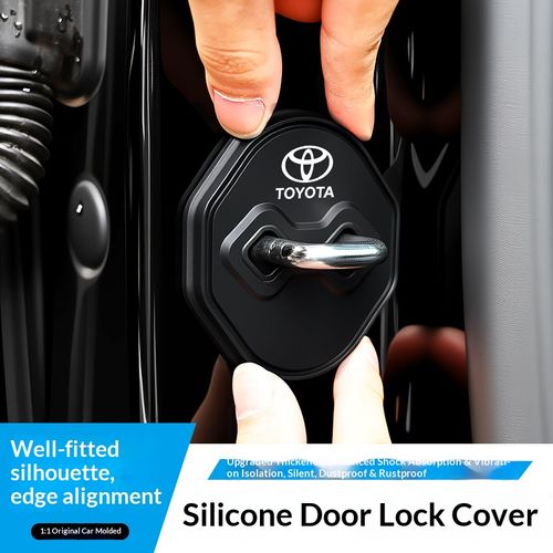 4PCS Silicone buffer and shock-absorbing protective cover for car door lock latches – suitable for Toyota RAV4, Levin, Avalon, and Wildlander.