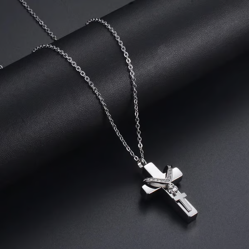 CROSS PENDANT FOR ASHES HOLY WATER