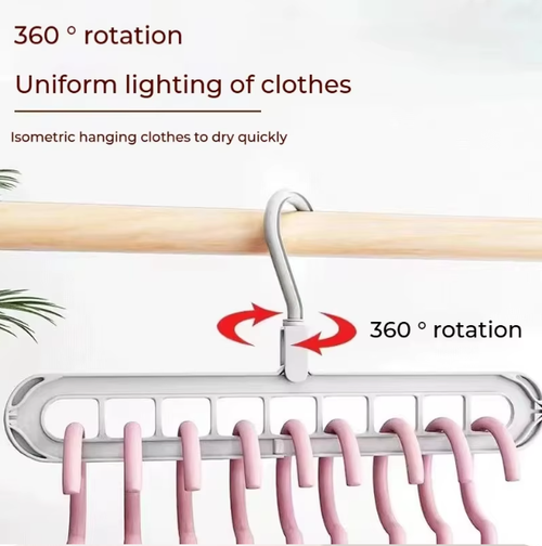 10pcs 9 Hole Foldable Hanger Wardrobe Space Saving Storage Hanger For Clothes Drying