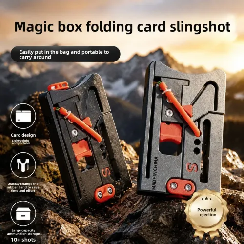 Card Pocket Portable Magic Box Slingshot Decompress Toy Portable EDC Folding Enhanced EDC Survival Gear Outdoor Target Shooting