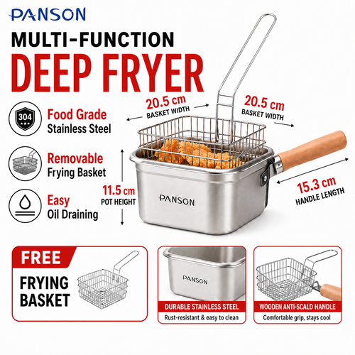 Made in Germany Multifunctional Portable Stainless Steel Japanese Deep Drain Fryer Tempura Deep Fryer
