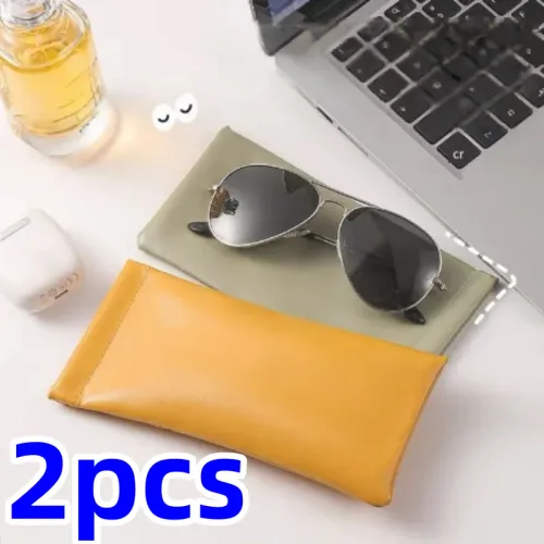 2pcs Automatic Closed Sunglasses Case PU Leather Glasses Storage Bag Waterproof Glasses Protective Cover Eyewear Storage Bag