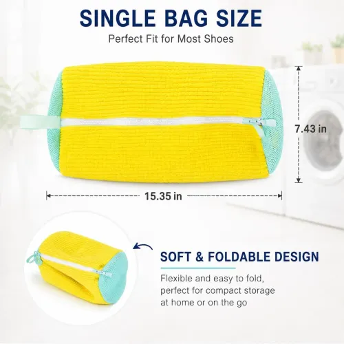 2PCS Shoe Washing Machine Bag, Laundry Bags for Washer & Dryer Deep Cleaning Machine for All Shoes Type Shoe Cleaning Bag with Zipper