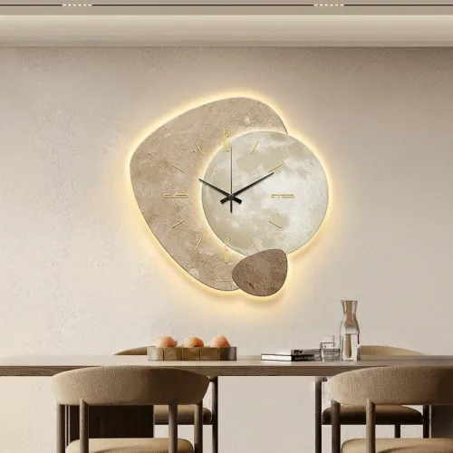 Lucky Stone Lamp Luxury Wall Clock Living Room Decoration Creative Wall Clock