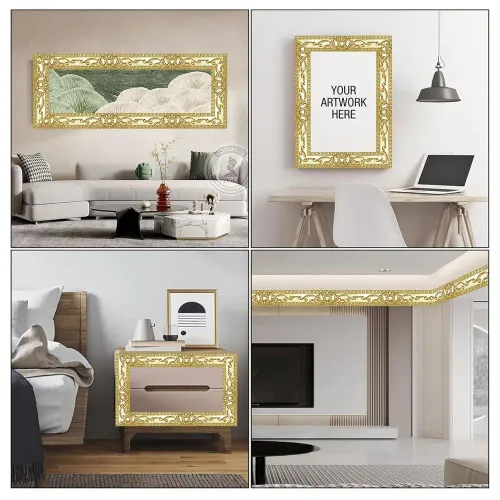 Self-Adhesive Peel & Stick Wall Trim, 16.4 Feet, Cabinet and Mirror Border, Home Decor (Champagne Gold)
