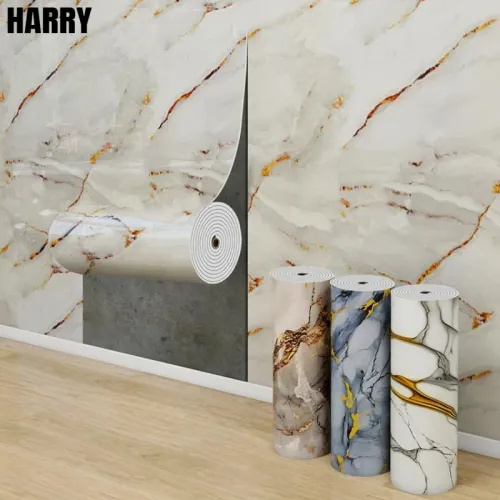 60cm x 300cm Smooth marble contact wall sticker wallpaper self-adhesive detachable