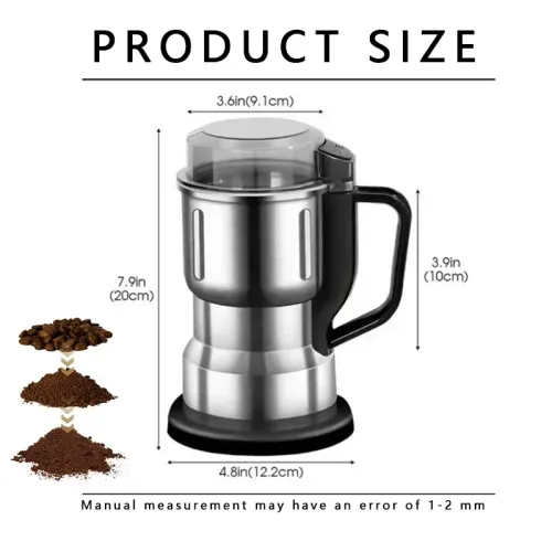 500ML Electric Grinder Stainless Steel 8 Leaf Blade Portable Handle Multifunction Spice Mill
