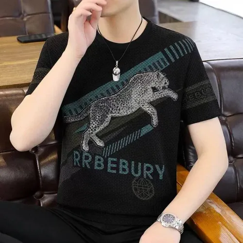 Men's Short-Sleeve Ice Silk Breathable Top – Black Panther Print