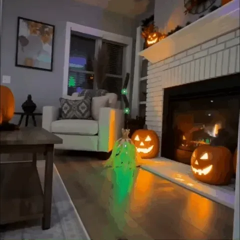 35-inch Witch's Broom Halloween Decoration—Movable, with Sound, Touch-Activated Lighting, and a Dancing Broom