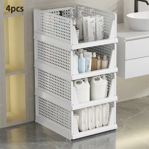 large Stackable Storage Basket Plastic Folding Closet Organizers Storage Box Wardrobe Drawer