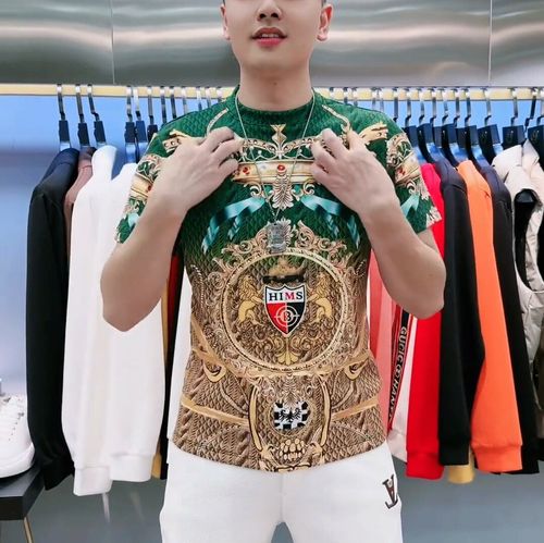 High-end, affordable-luxury, royal-style yellowish-green T-shirt