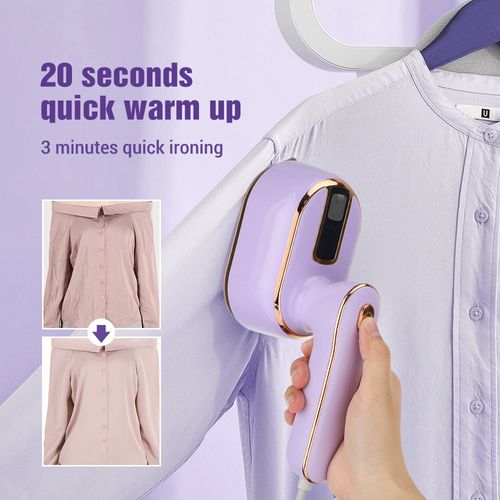 Compact and Quick Heat Mini Steam Iron Portable Handheld Garment Steamer with 180 Degree Rotatable Folding Handle for Dry and Wet Ironing