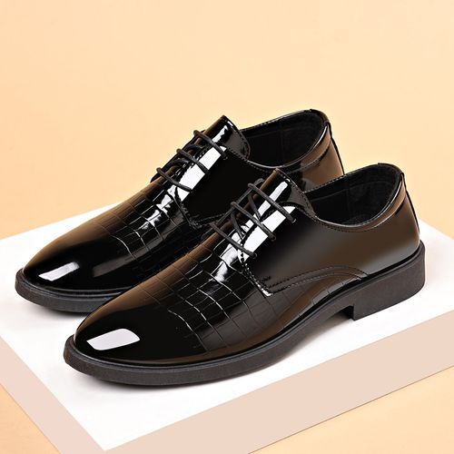 Premium Plus Size Men's Glossy Formal Dress Shoes, Versatile Business Casual Footwear