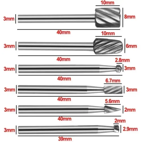 10pcs HSS Rotary File For Steel Milling Cutters For Metal Rat-tail File Hard Metal Rotary File Set Compatible Woodworking Tool