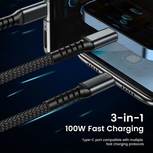 3 in 1 fast charging data cable 100w