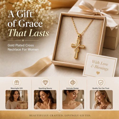 High-end Luxury, Tarnish-Resistant Copper and Zircon Cross Necklace