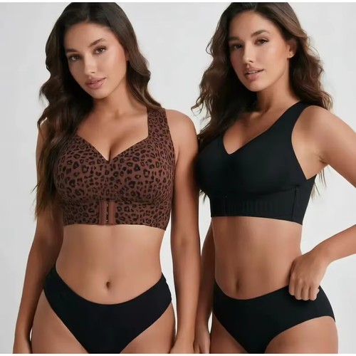 Women Posture Corrector Bra（Front Closure Wireless Support Bra with Cross-Back Design and Push Up Fit）