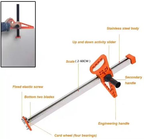 Gypsum board multi-functional cutting tool with folding handle, stainless steel blade, and dust-free design – a specialized tool for woodworking.