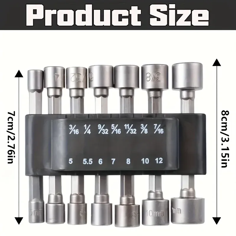 14pcs 5mm-12mm Hex Sockets Sleeve Nozzles Nut Driver Set Screwdriver Set Schroevendraaier Set Bits Sets Tools Socket Wrenches