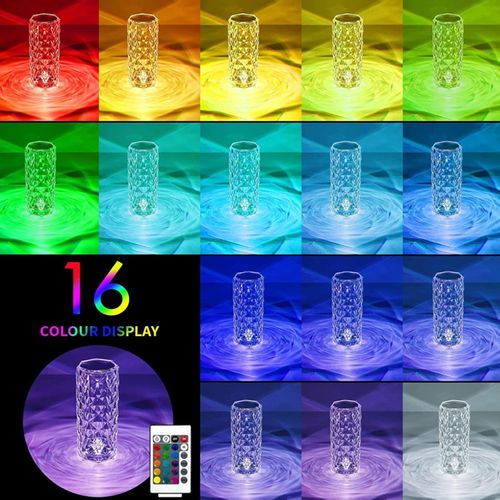 16 Colors Crystal Table Lamp Rose Light