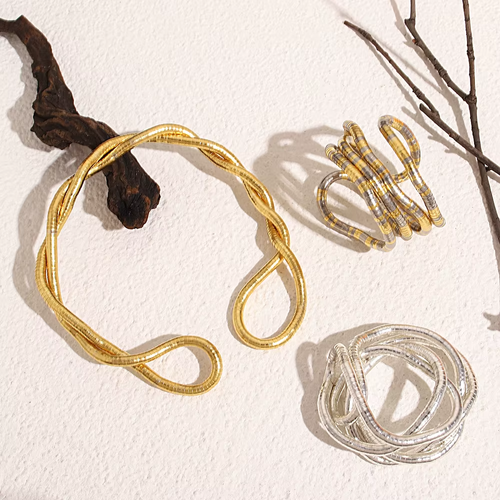 Creative Gift – Bendable Alloy Snake-Style Necklace (Silver Gold), Flexible Choker, Punk-Style Twistable Bracelet