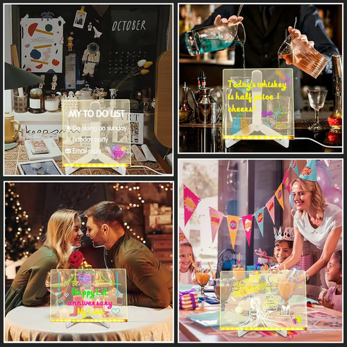Creative Rewritable Acrylic LED Message Board (set come with 7 Pens)