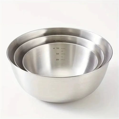 1-3 Stainless Steel Bowl Set with Scale for Cooking Baking Food Storage Large Capacity Mixing Bowls for Home Kitchen Essentials