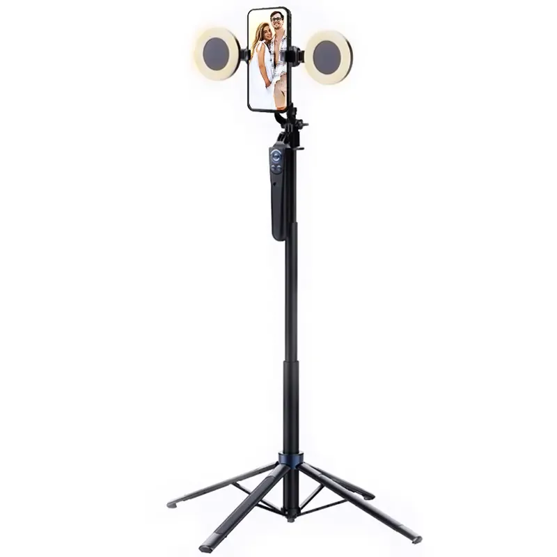 69.6in Automatic Face Tracking Telescopic Selfie Stick Tripod with 360° Rotatable Design, Fill Light, Remote and Gesture Control, Portable Cellphone Mobile Accessory for Live Streaming, Tripod for iPhone
