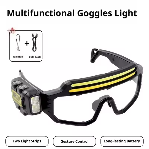 Rechargeable COB LED Glasses Headlight TYPE C Waterproof Lightweight Adjustable Angle Work Lamp for Car Maintenance Repair