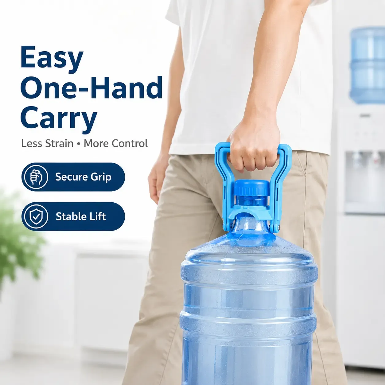 5PCS 5 Gallon Water Jug Lifter Handle, Easy Grip Heavy Water Bottle Carrier for Home Office Camping